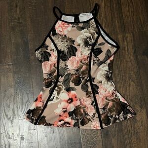 Papaya Floral Bodysuit - Pink, Brown, and Black